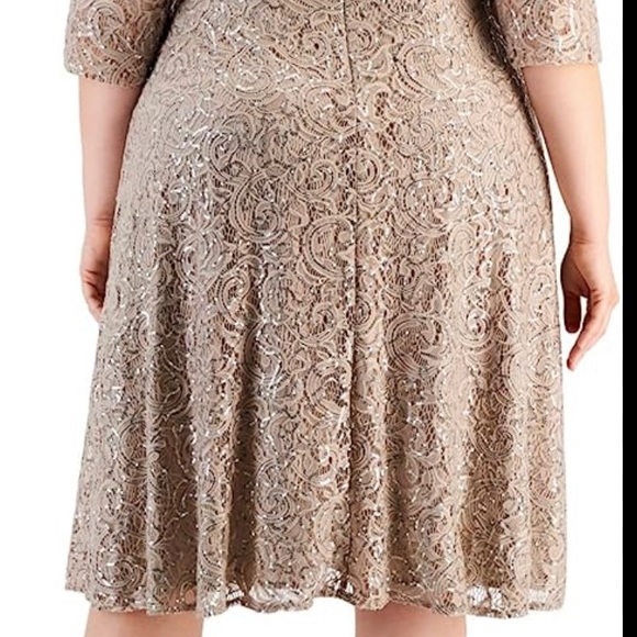 Alex Evenings Gold Size 22w Midi Length Fit and Flare - Picture 3 of 8